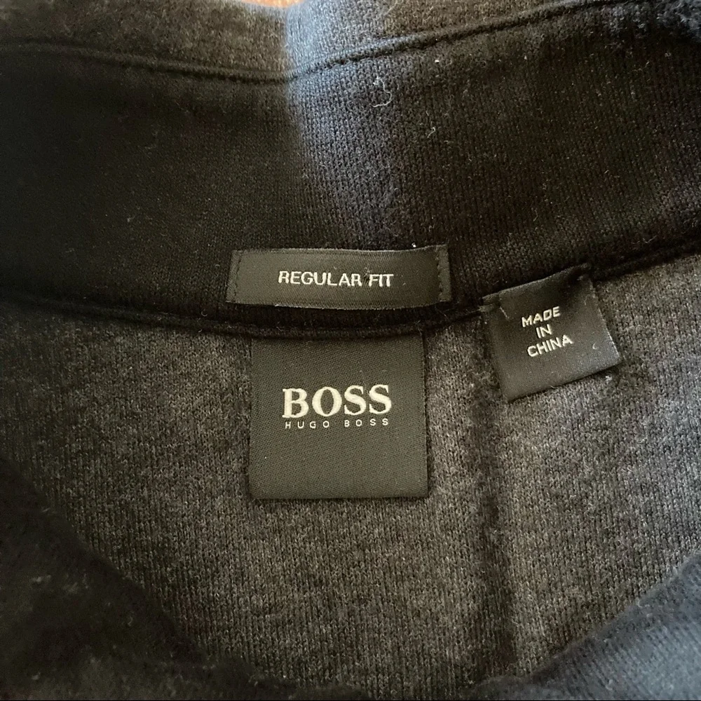 Hugo Boss Zip Neck Long Sleeve Gray Sweater Men’s XL